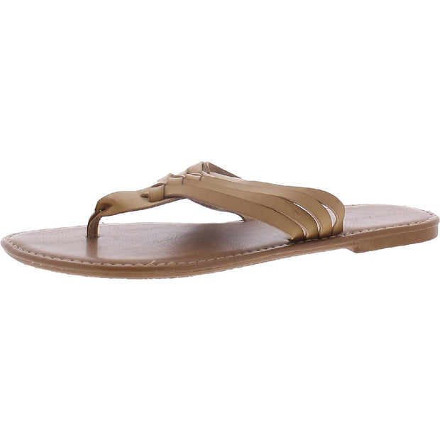 Alix Womens Faux Leather Woven Thong Sandals