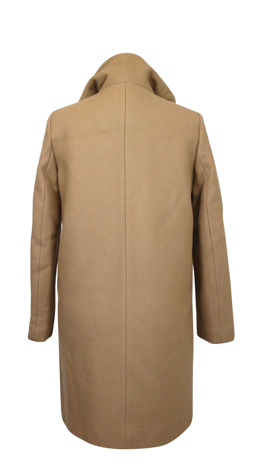 Sandro Sandro Women's Camel Kurt Wool Coat with Fur Trim Hood 4 Buttons
