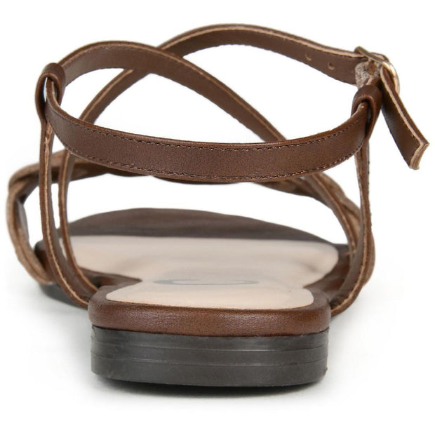 Jalia Womens Faux Leather Sling Back Flat Sandals