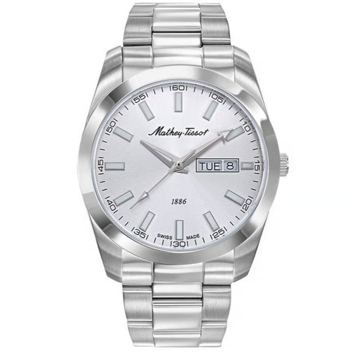 Mathey-Tissot Men's Mathy I Day-Date Silver Dial Watch - H453AS