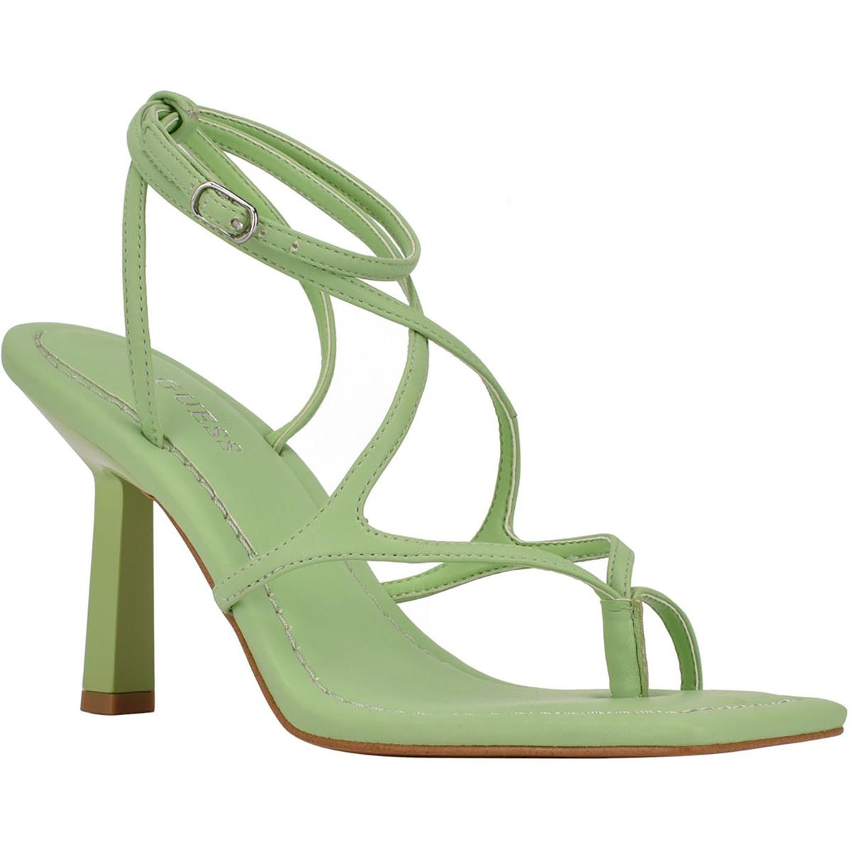 Leeba Womens Faux Leather Thong Heels 9.5 Medium Medium Green