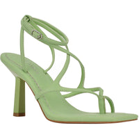 Leeba Womens Faux Leather Thong Heels 9.5 Medium Medium Green