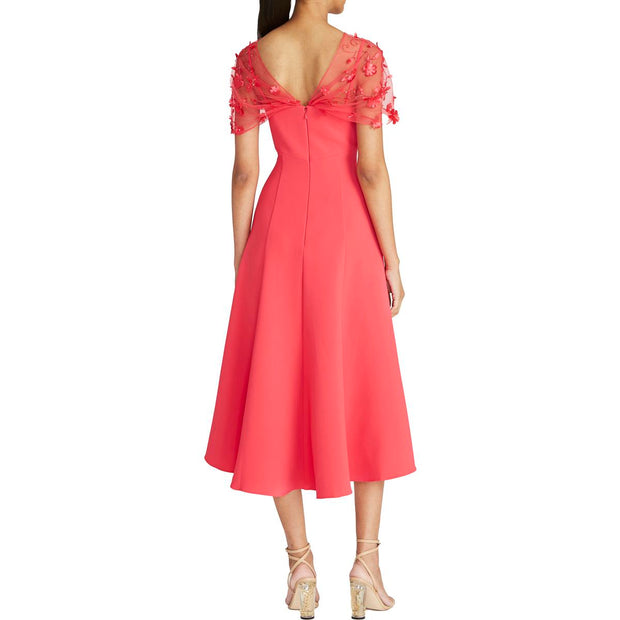 Womens Cap Sleeve Midi Cocktail and Party Dress