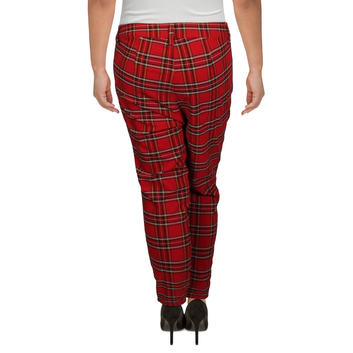 Plus Womens Plaid Stretch Skinny Pants