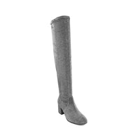 Ollie Womens Padded Insole Over-The-Knee Boots Black Glitter Mesh