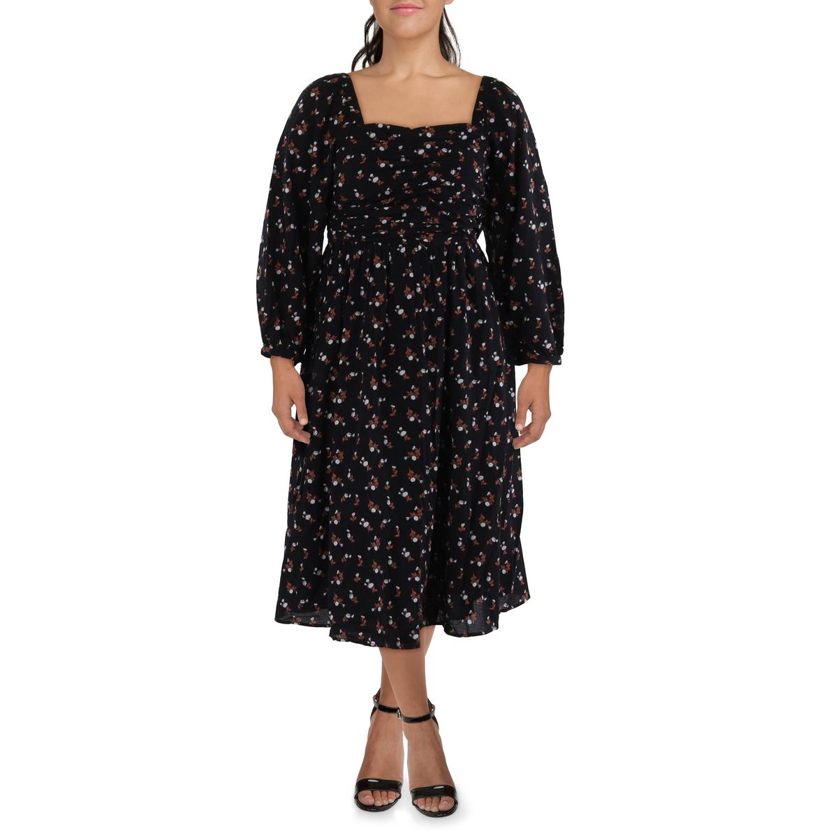 Womens Floral Print Cotton Maxi Dress Regular 18 (XXL) Black