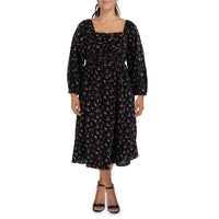 Womens Floral Print Cotton Maxi Dress Regular 18 (XXL) Black