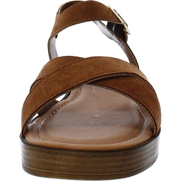 Car-Italy Womens Leather Ankle Strap Wedge Sandals