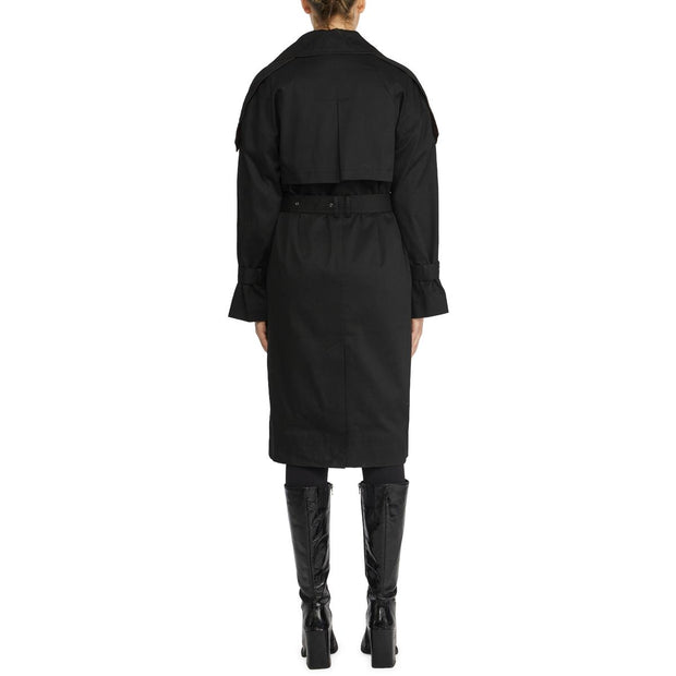 Womens Double-Breasted Midi Trench Coat