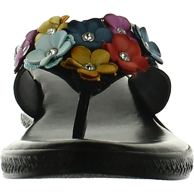 Giordana Womens Faux Leather Floral Wedge Sandals
