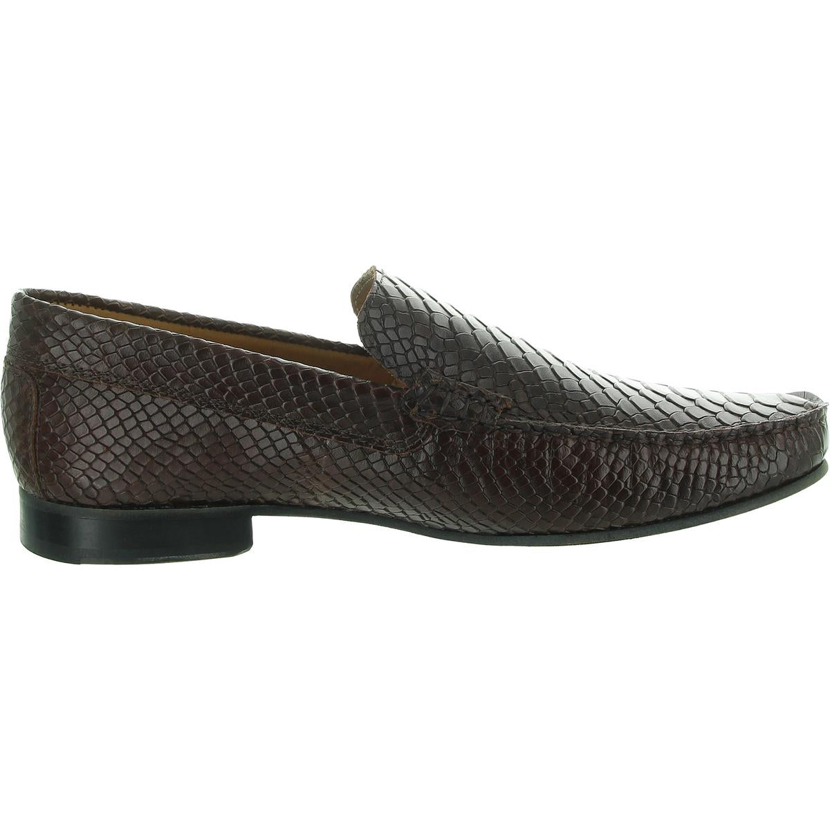 Mens Snake Print Leather Loafers