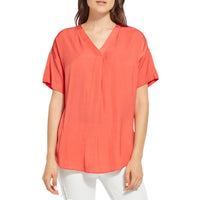 Stevie Womens V-Neck Side-Slit Top Cactus Flower