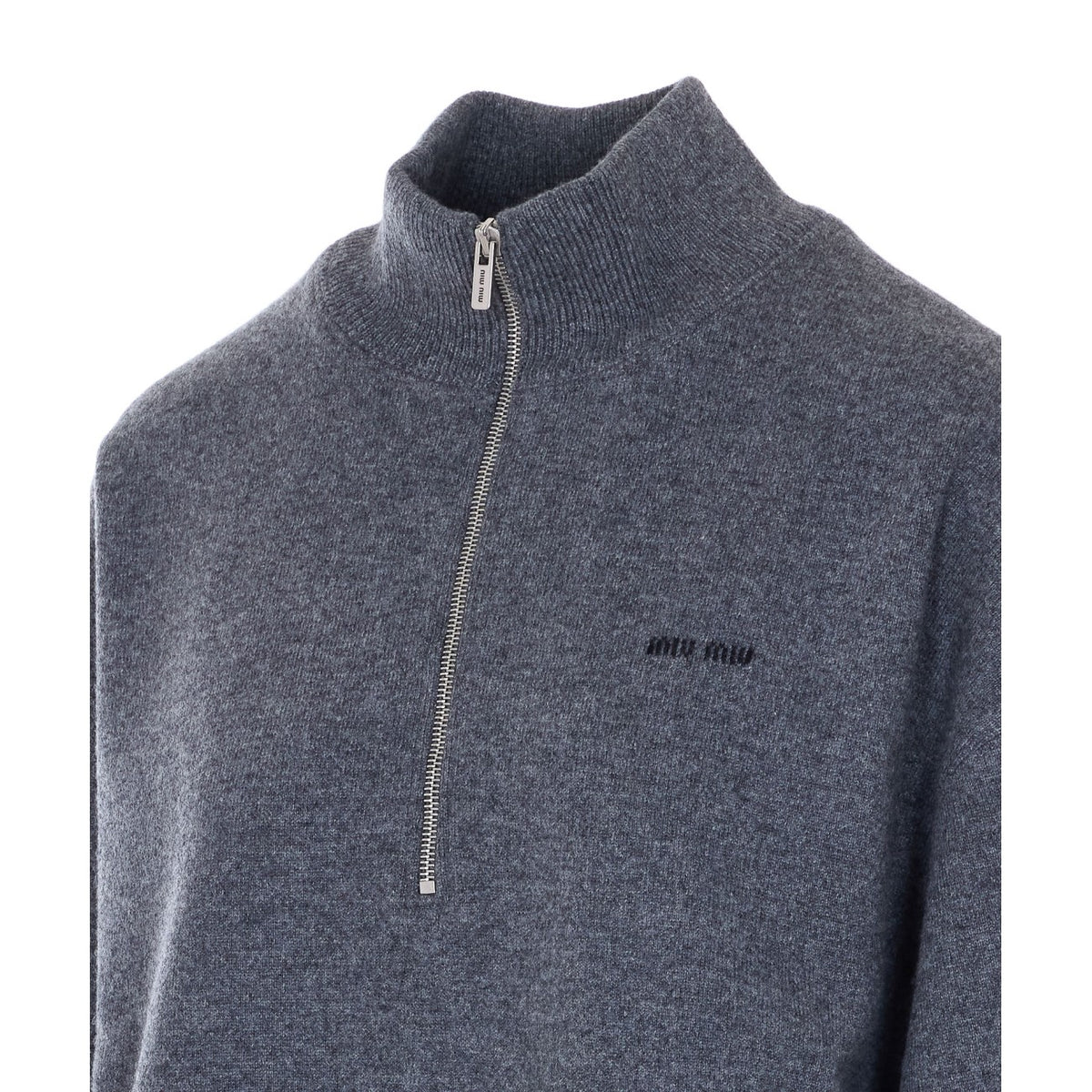 Miu Miu Miu Miu Women Half Zip Logo Sweater