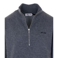 Miu Miu Miu Miu Women Half Zip Logo Sweater