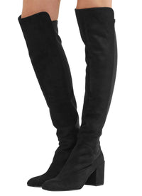 Stuart Weitzman Stuart Weitzman Women's Halftime Stretch-Crepe Black Suede Over-The-Knee Boot