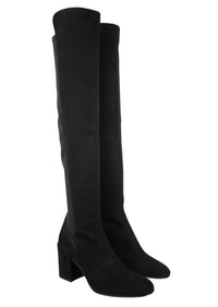 Stuart Weitzman Stuart Weitzman Women's Halftime Stretch-Crepe Black Suede Over-The-Knee Boot