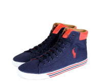Polo Ralph Lauren Men's Harvey Canvas High Top Sneaker With Logo Navy Red