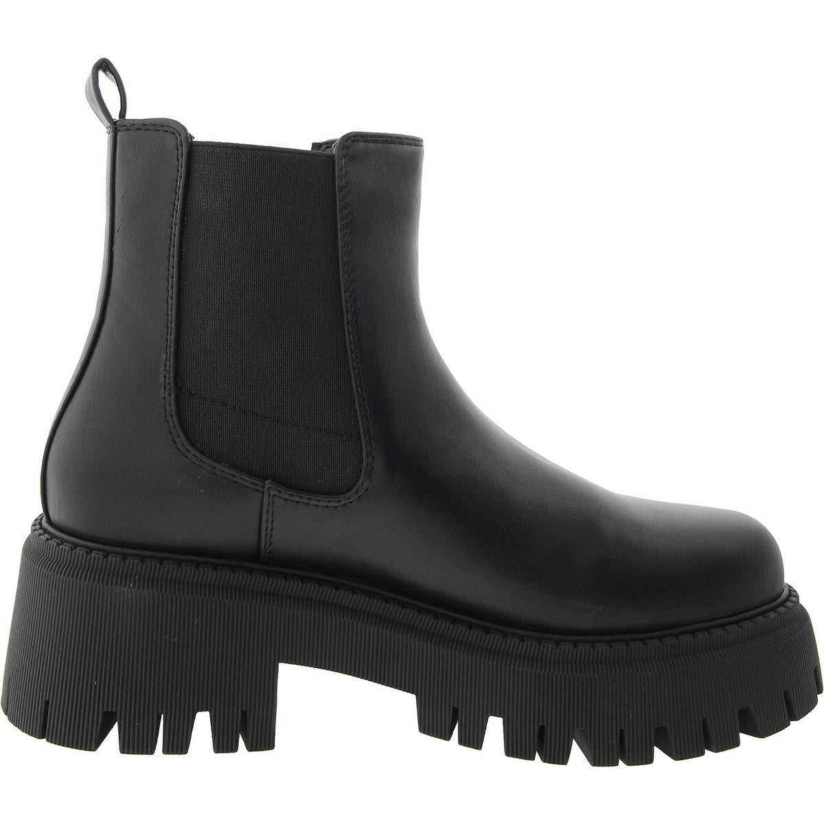 Keshaa Womens Laser Cut Faux Leather Chelsea Boots