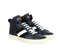 Bally Bally Men's Dark Blue Calf Leather Hi-top Sneaker With Black White Hedern-129 (Size: 8 D)