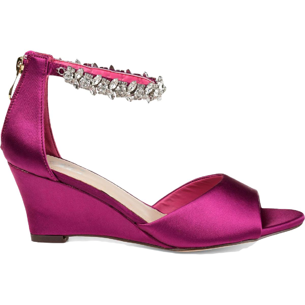 Connor Womens Satin Ankle Strap Wedge Sandals