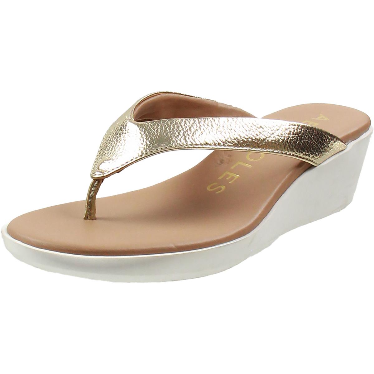 Womens Metallic Wedge Sandals 7 Medium Gold