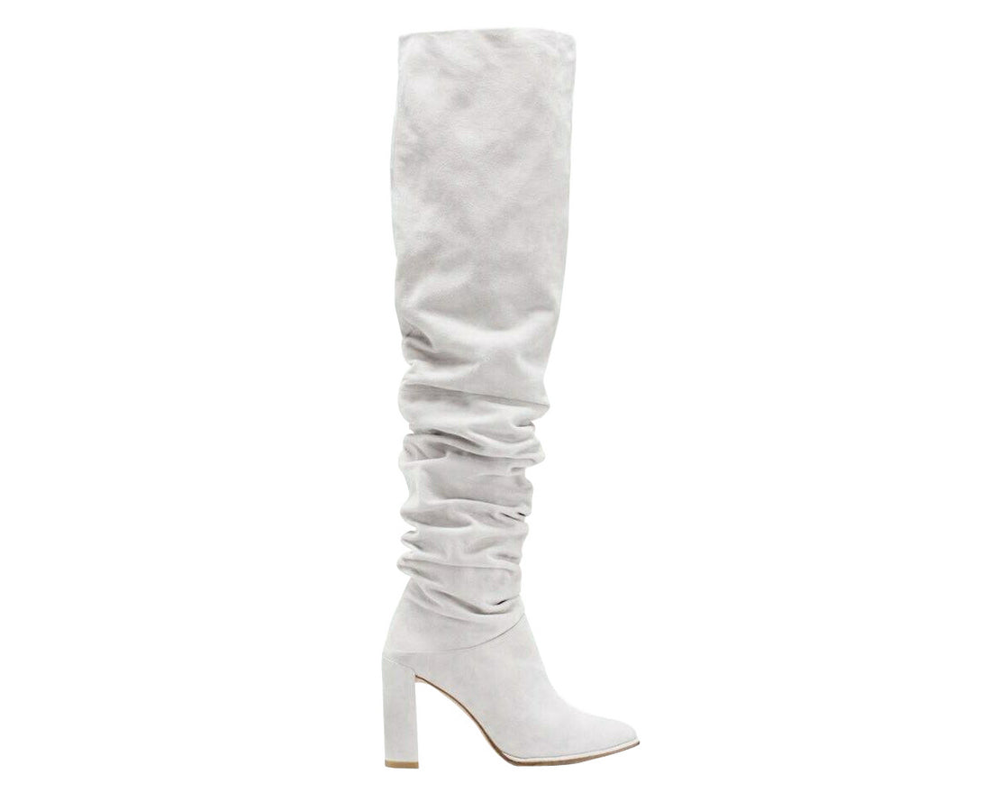 Stuart Weitzman Women's Light Gray Histyle Perla Suede Over-the-knee Boot Light Gray