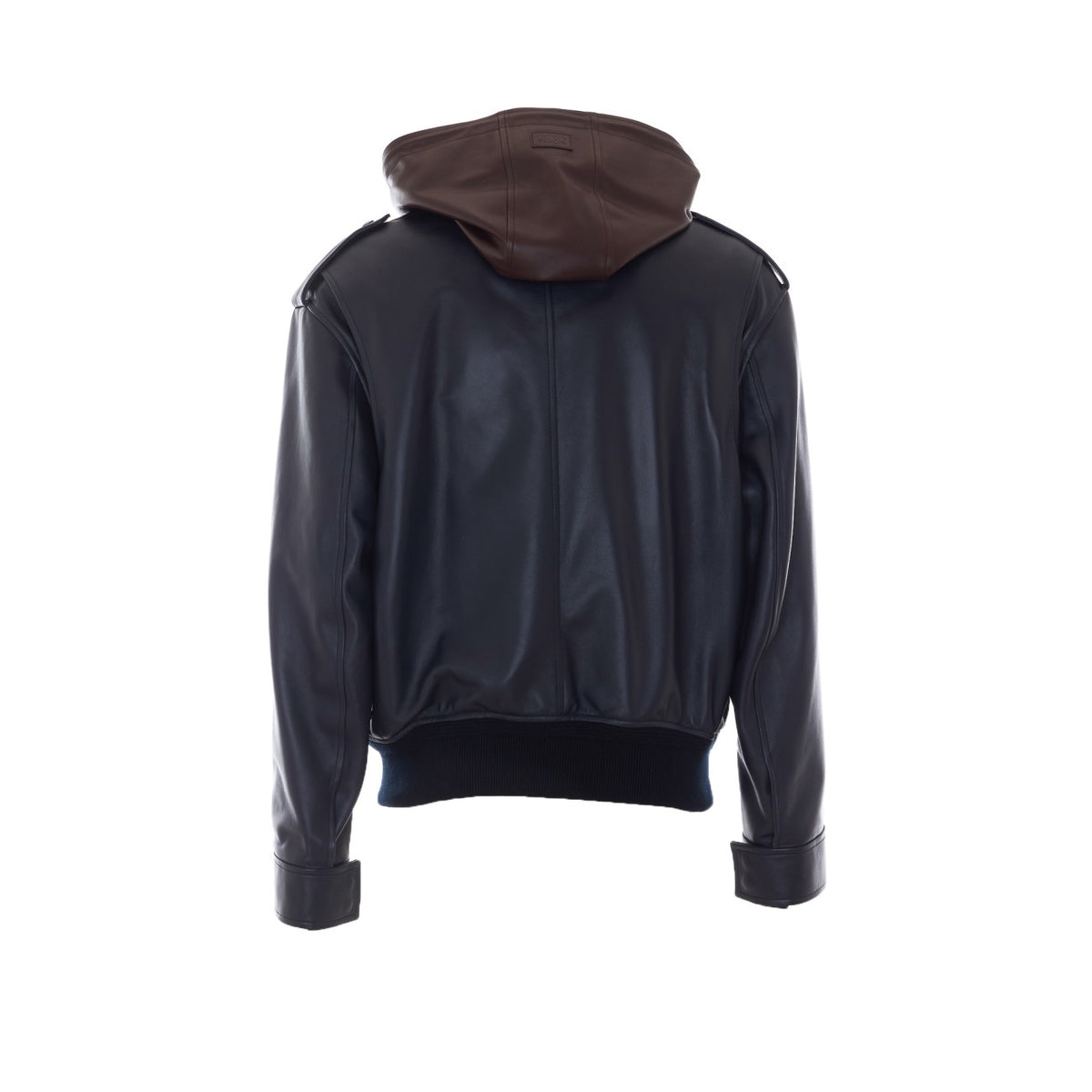 Loewe Men Hooded Leather Jacket With Anagram Patch On Hood