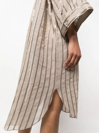 Brunello Cucinelli Brunello Cucinelli Sequin-Embellished Striped Cotton Shirtdress