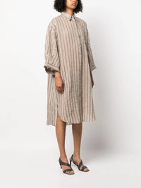 Brunello Cucinelli Brunello Cucinelli Sequin-Embellished Striped Cotton Shirtdress