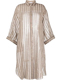 Brunello Cucinelli Brunello Cucinelli Sequin-Embellished Striped Cotton Shirtdress