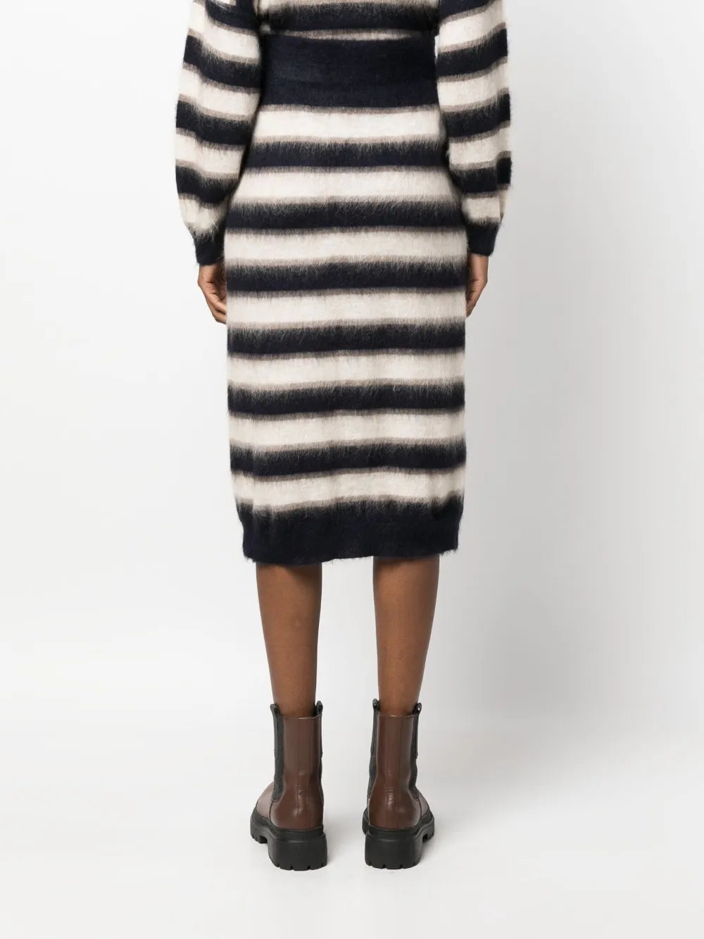 Brunello Cucinelli Brunello Cucinelli Striped Knitted Midi Skirt