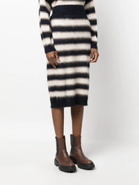 Brunello Cucinelli Brunello Cucinelli Striped Knitted Midi Skirt