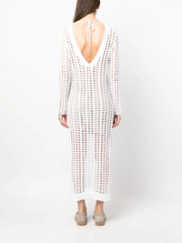 Brunello Cucinelli Brunello Cucinelli V-Neck Open-Knit Long Dress