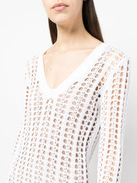 Brunello Cucinelli Brunello Cucinelli V-Neck Open-Knit Long Dress