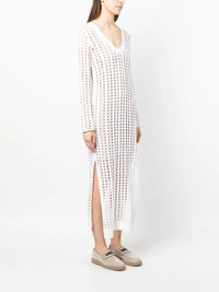 Brunello Cucinelli Brunello Cucinelli V-Neck Open-Knit Long Dress
