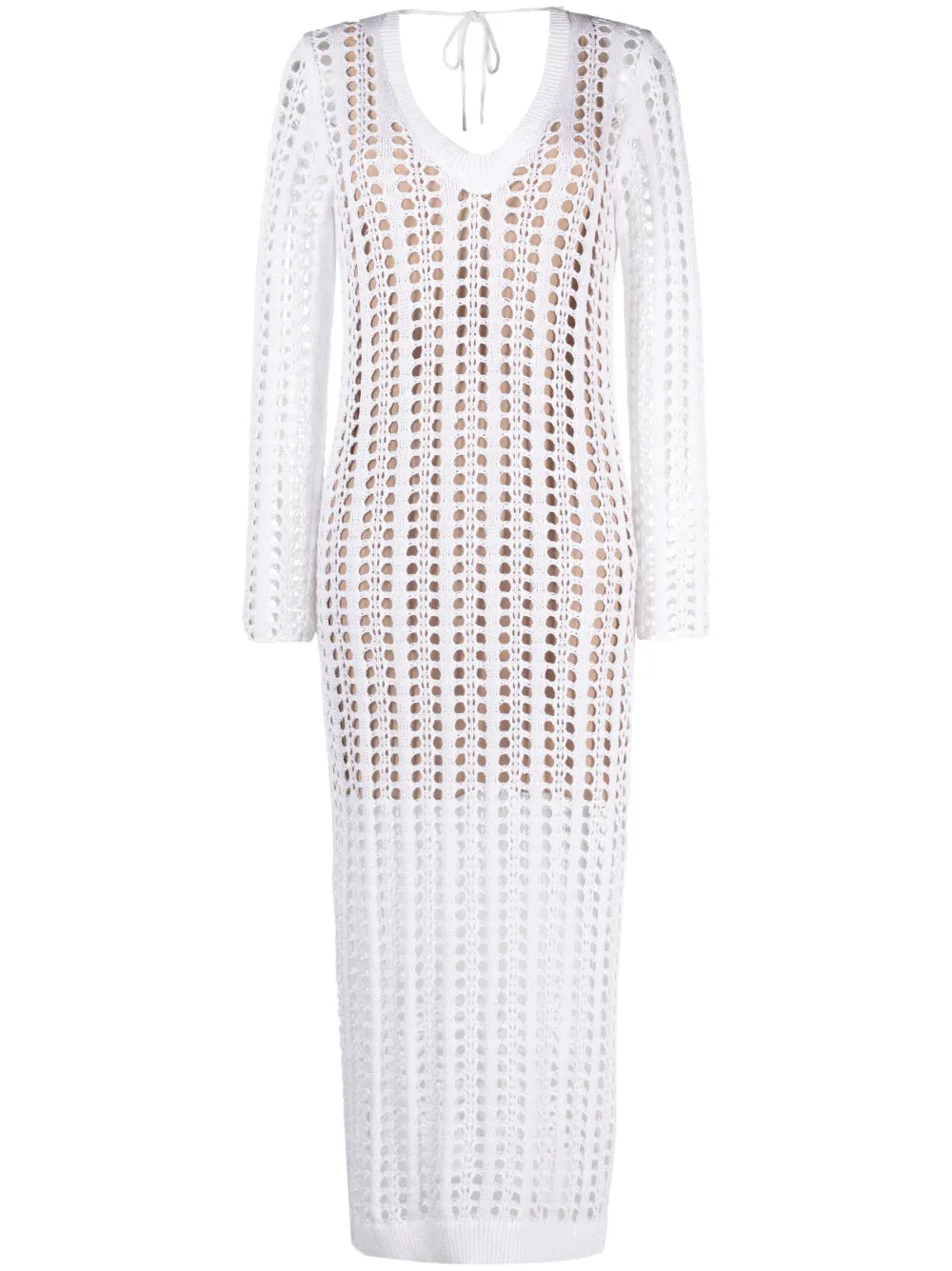 Brunello Cucinelli Brunello Cucinelli V-Neck Open-Knit Long Dress