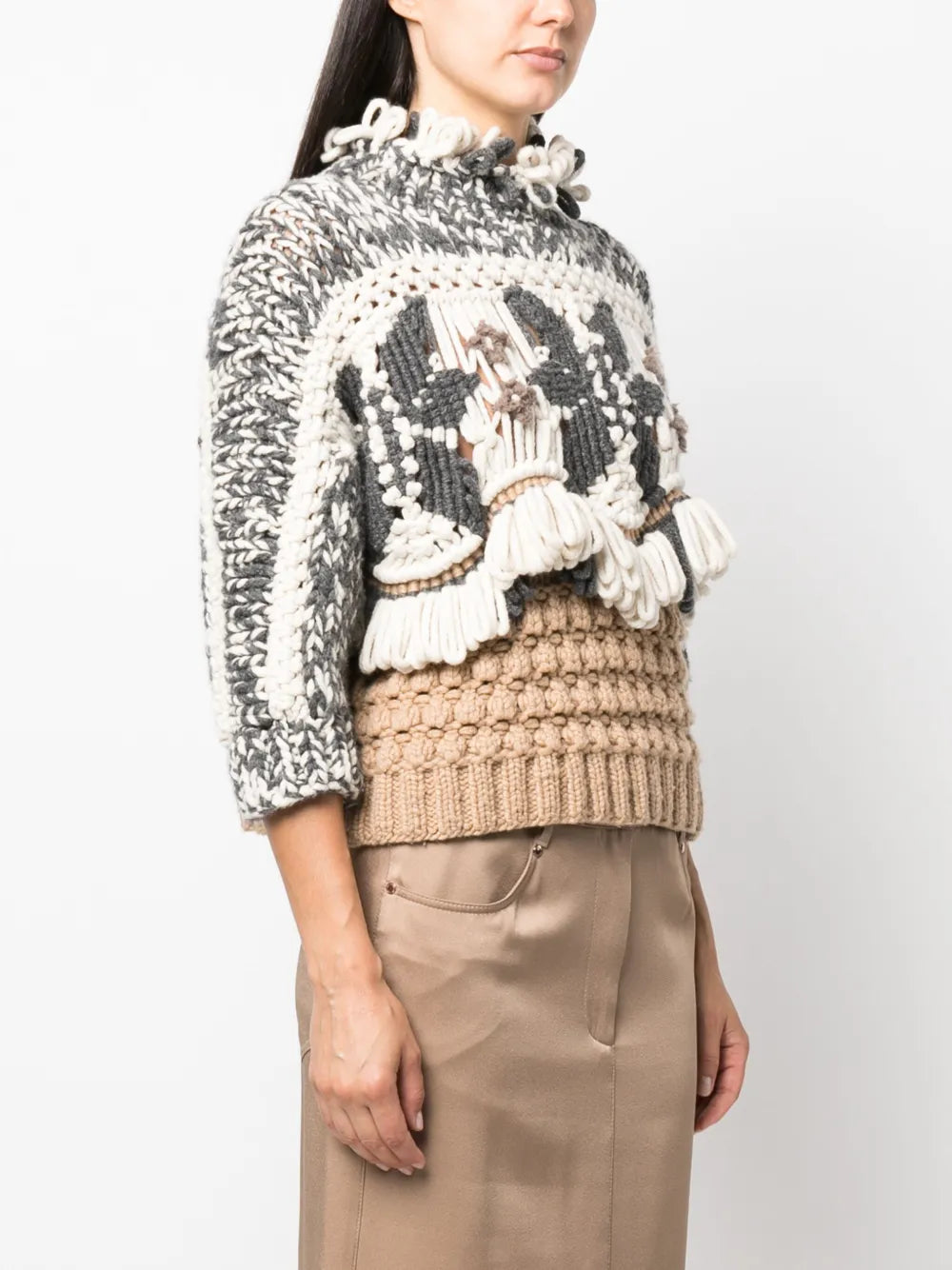 Brunello Cucinelli Brunello Cucinelli Fringed Chunky-Knit Cashmere Jumper