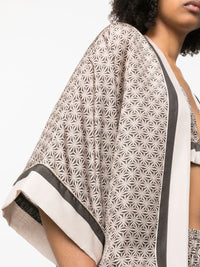 Brunello Cucinelli Brunello Cucinelli Geometric-Print Silk Wrap Coat