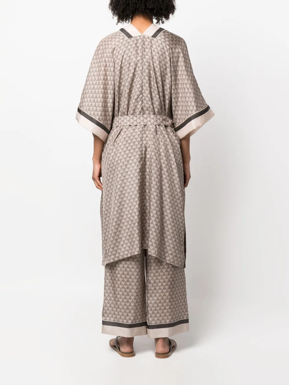 Brunello Cucinelli Brunello Cucinelli Geometric-Print Silk Wrap Coat