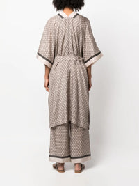 Brunello Cucinelli Brunello Cucinelli Geometric-Print Silk Wrap Coat