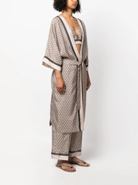 Brunello Cucinelli Brunello Cucinelli Geometric-Print Silk Wrap Coat