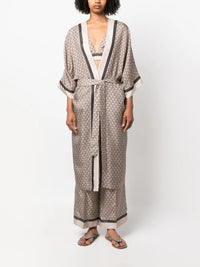 Brunello Cucinelli Brunello Cucinelli Geometric-Print Silk Wrap Coat