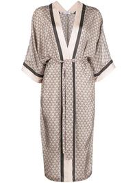 Brunello Cucinelli Brunello Cucinelli Geometric-Print Silk Wrap Coat