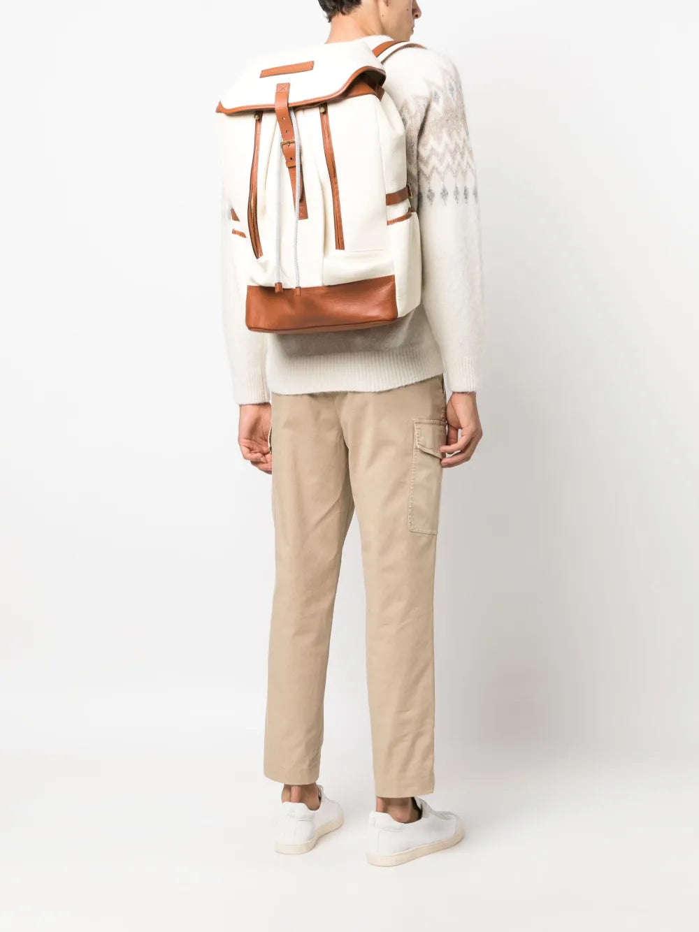 Brunello Cucinelli Brunello Cucinelli Logo-Patch Grained-Leather Backpack