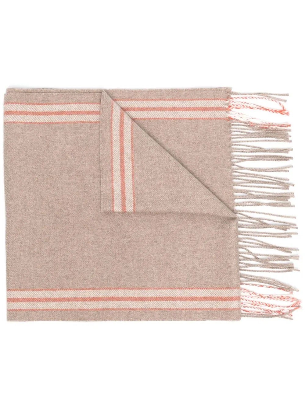 Brunello Cucinelli Striped-Edge Frayed-Edge Scarf