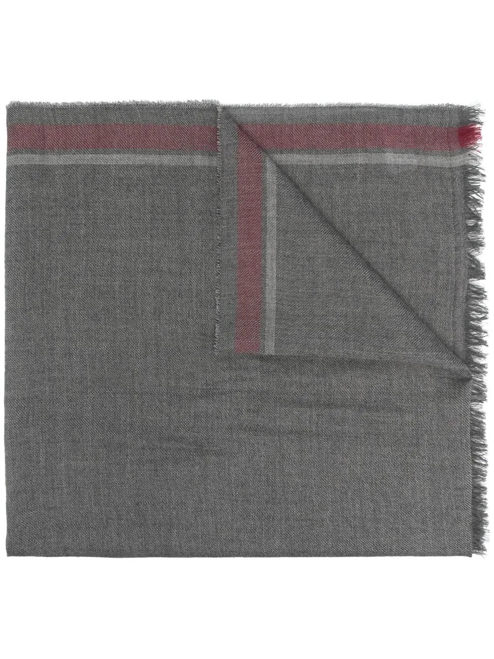 Brunello Cucinelli Striped-Edge Frayed-Edge Scarf