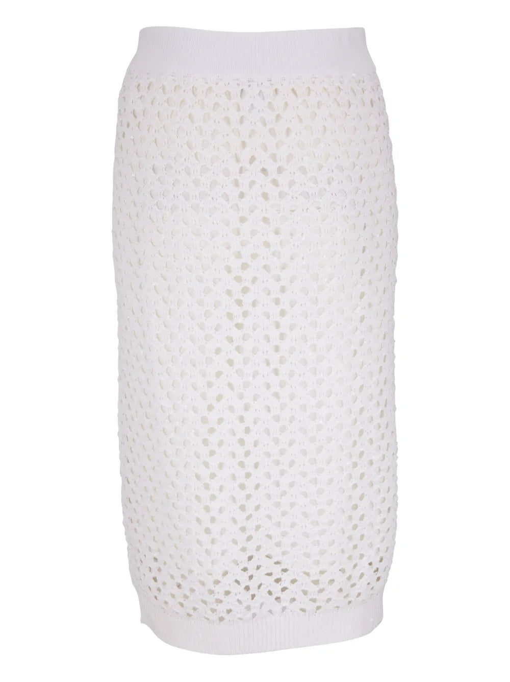 Brunello Cucinelli Brunello Cucinelli Open-Knit Drawstring-Waist Skirt