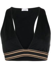 Brunello Cucinelli Brunello Cucinelli Striped V-Neck Crop Top
