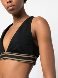Brunello Cucinelli Brunello Cucinelli Striped V-Neck Crop Top