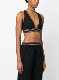 Brunello Cucinelli Brunello Cucinelli Striped V-Neck Crop Top